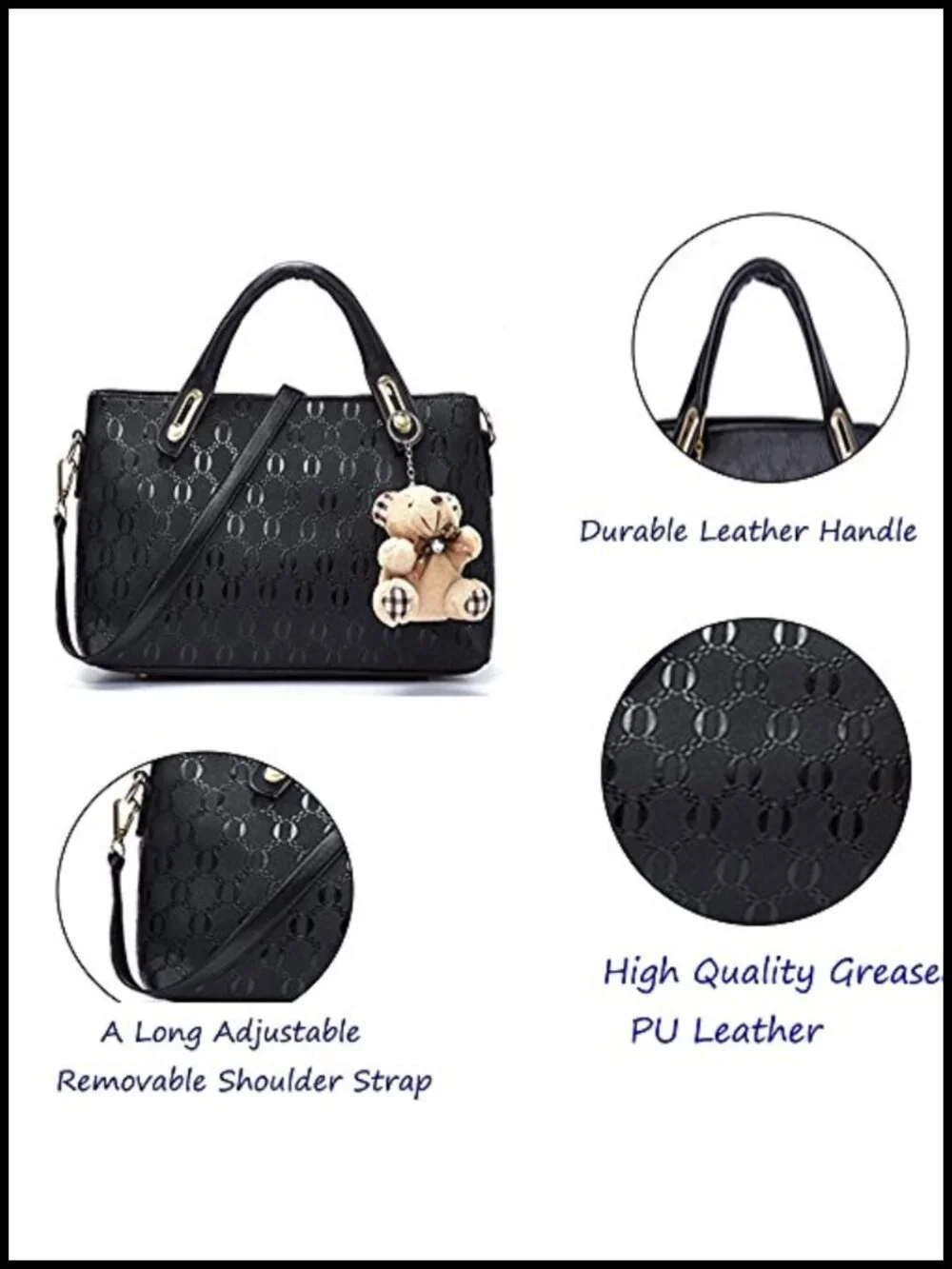 4-Piece PU Leather Handbag Set: Tote, Hobo, Shoulder Bag, Card Holder